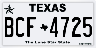 TX license plate BCF4725