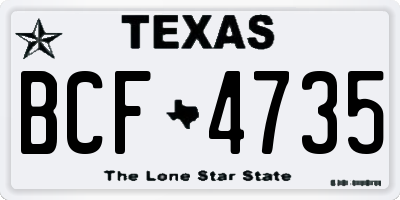 TX license plate BCF4735