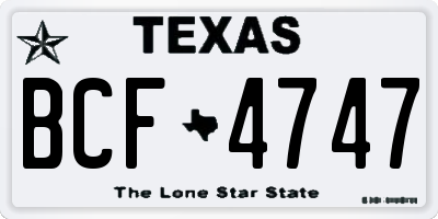 TX license plate BCF4747
