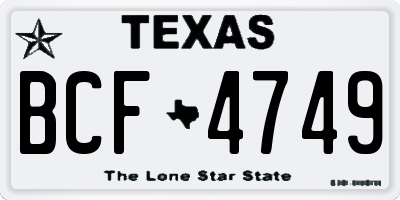TX license plate BCF4749