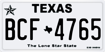 TX license plate BCF4765