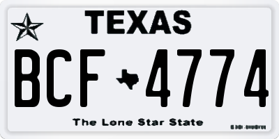 TX license plate BCF4774