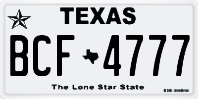 TX license plate BCF4777