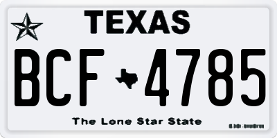 TX license plate BCF4785
