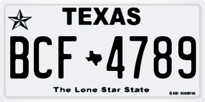 TX license plate BCF4789