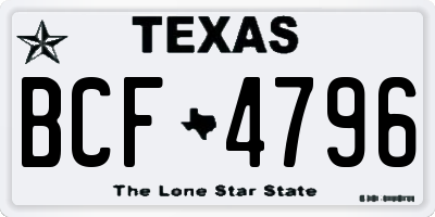 TX license plate BCF4796