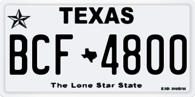 TX license plate BCF4800