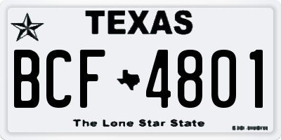 TX license plate BCF4801
