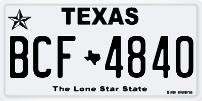 TX license plate BCF4840