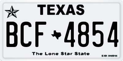TX license plate BCF4854