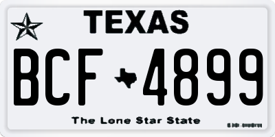 TX license plate BCF4899