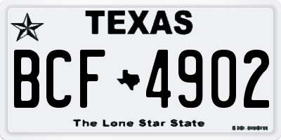 TX license plate BCF4902