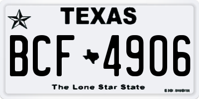 TX license plate BCF4906
