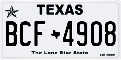 TX license plate BCF4908