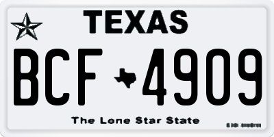 TX license plate BCF4909