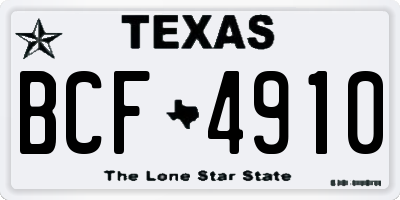TX license plate BCF4910