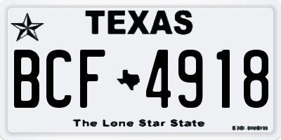 TX license plate BCF4918