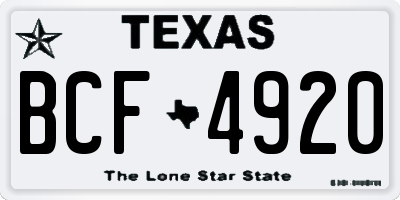 TX license plate BCF4920