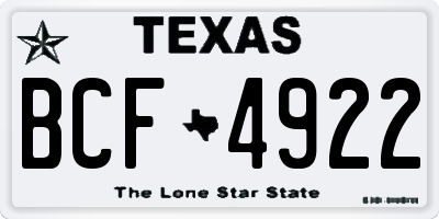 TX license plate BCF4922