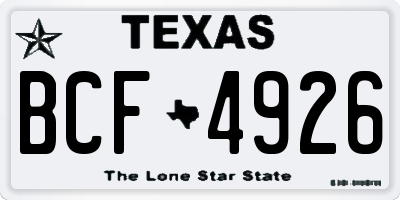 TX license plate BCF4926
