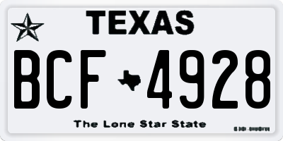 TX license plate BCF4928