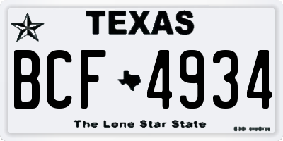 TX license plate BCF4934
