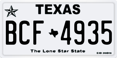 TX license plate BCF4935