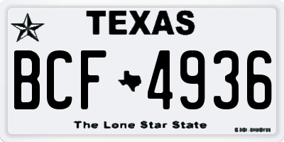 TX license plate BCF4936