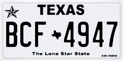 TX license plate BCF4947