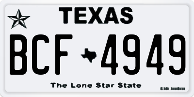TX license plate BCF4949