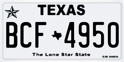 TX license plate BCF4950