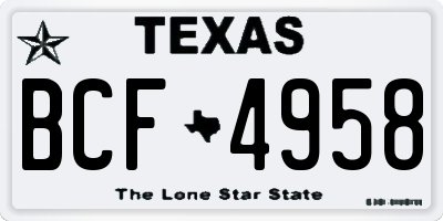 TX license plate BCF4958