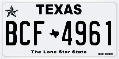 TX license plate BCF4961