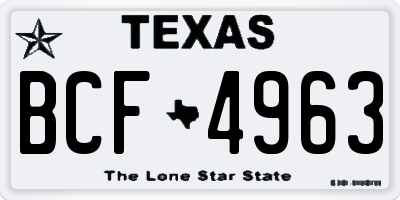 TX license plate BCF4963