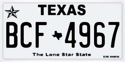 TX license plate BCF4967