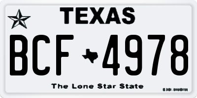 TX license plate BCF4978