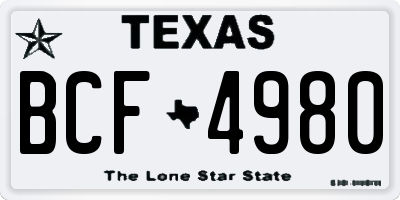TX license plate BCF4980