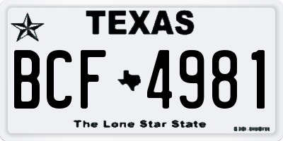 TX license plate BCF4981