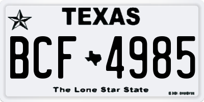 TX license plate BCF4985