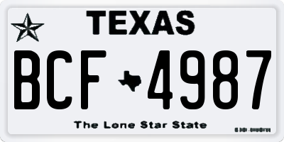 TX license plate BCF4987