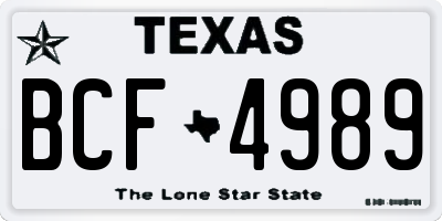 TX license plate BCF4989