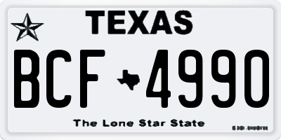 TX license plate BCF4990