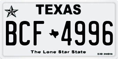TX license plate BCF4996