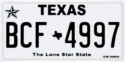 TX license plate BCF4997