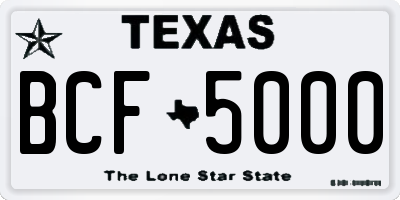 TX license plate BCF5000