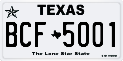 TX license plate BCF5001