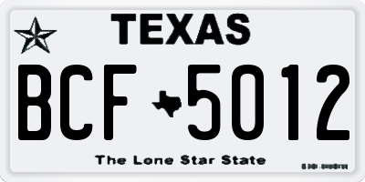 TX license plate BCF5012