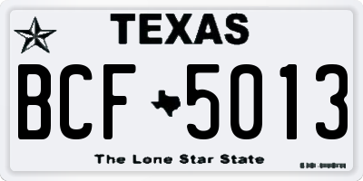 TX license plate BCF5013