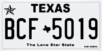 TX license plate BCF5019