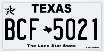 TX license plate BCF5021